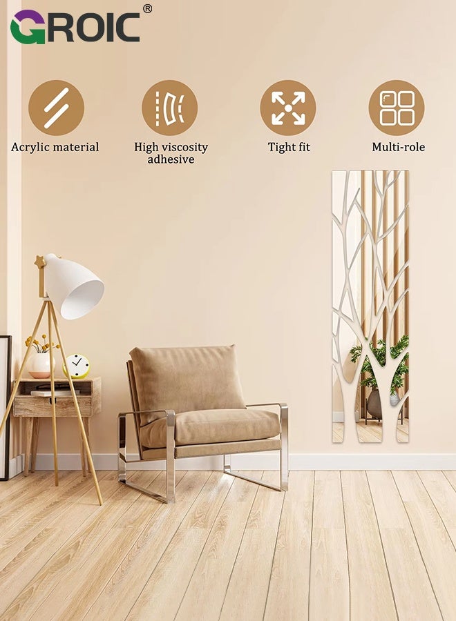 GROIC Mirror Stickers, 135×37CM, Acrylic 3D Tree Decorative Mirrors Stickers, Removable Wall Art Decals for Home Living Room Entryway Bathroom Dormitory Decorations, Self Adhesive Mirror Wall Stickers - Image 5